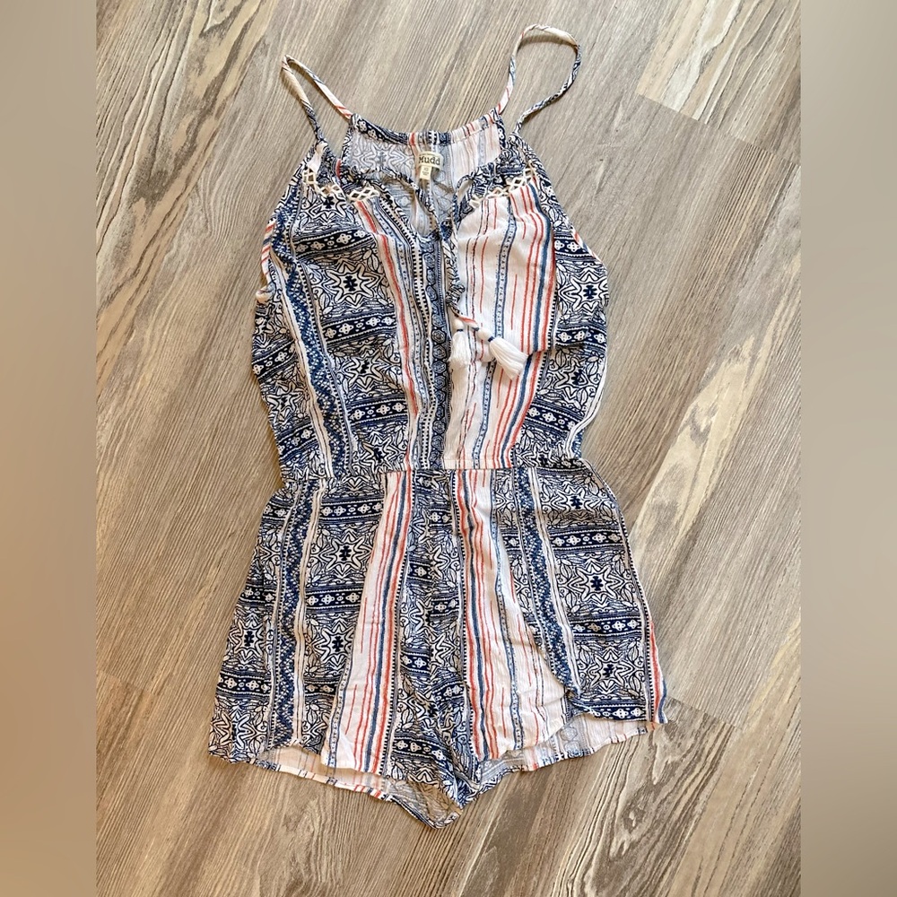 XS Red & Navy Romper